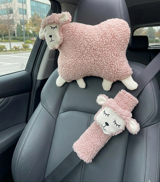 Pembe Kuzulu Peluş Araba Seti