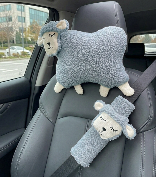 Mavi Kuzulu Peluş Araba Seti