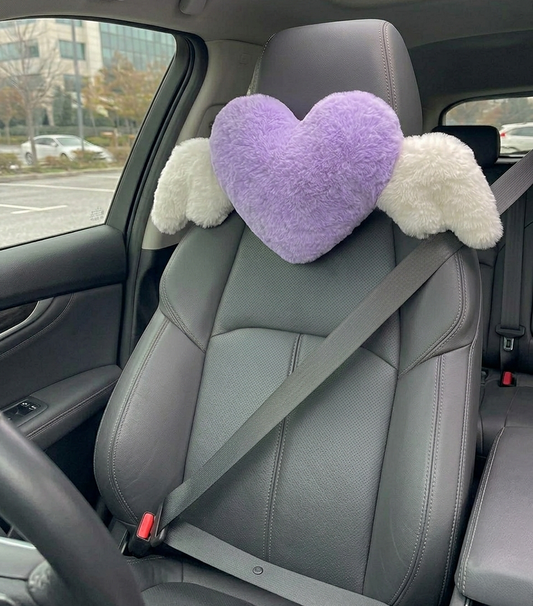 Mor Kalpli Peluş Araba Yastığı
