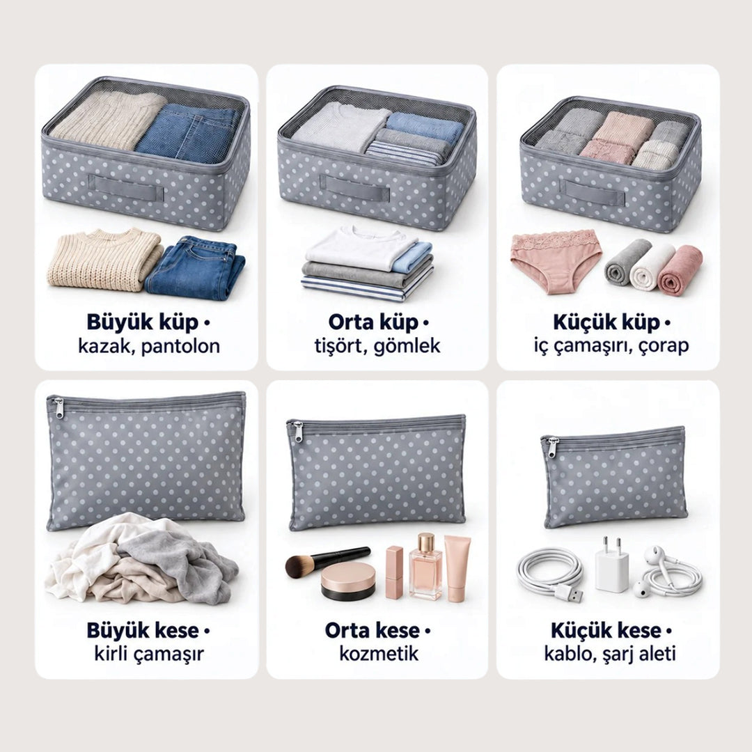 Valiz İçi Düzenleyici 6’lı Set